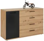 M&ouml;belix Kommode Racer-Light in Schwarz/Eichefarben