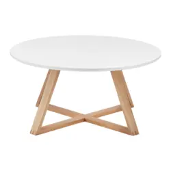 Couchtisch Mattia Eiche/Wei&szlig; MDF rund