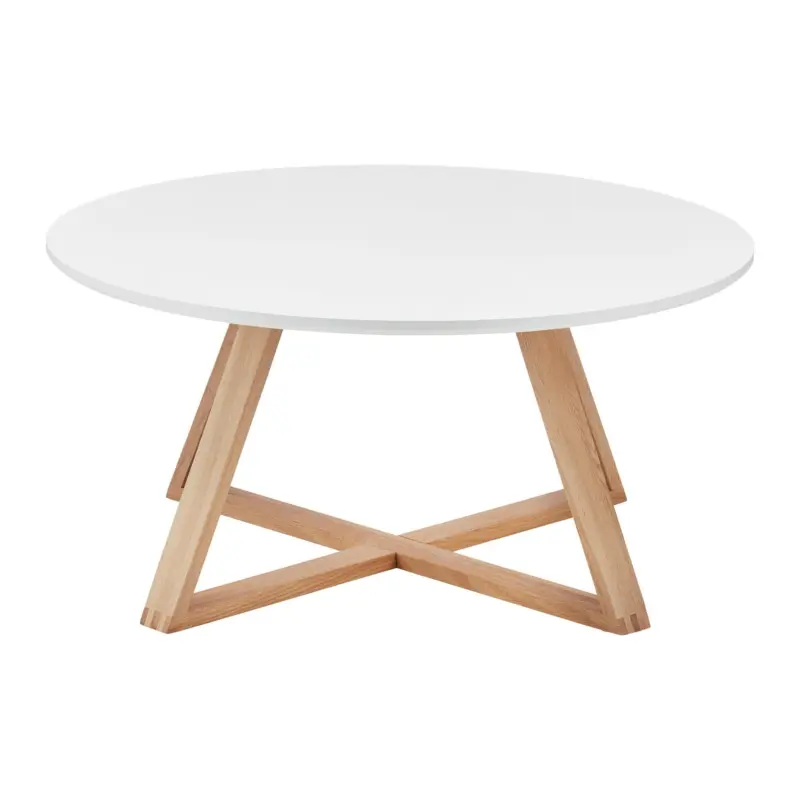 Couchtisch Mattia Eiche/Wei&szlig; MDF rund