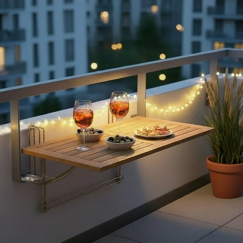 Balkontisch Helena Akazie/ Metall ca. 75x35x45 cm