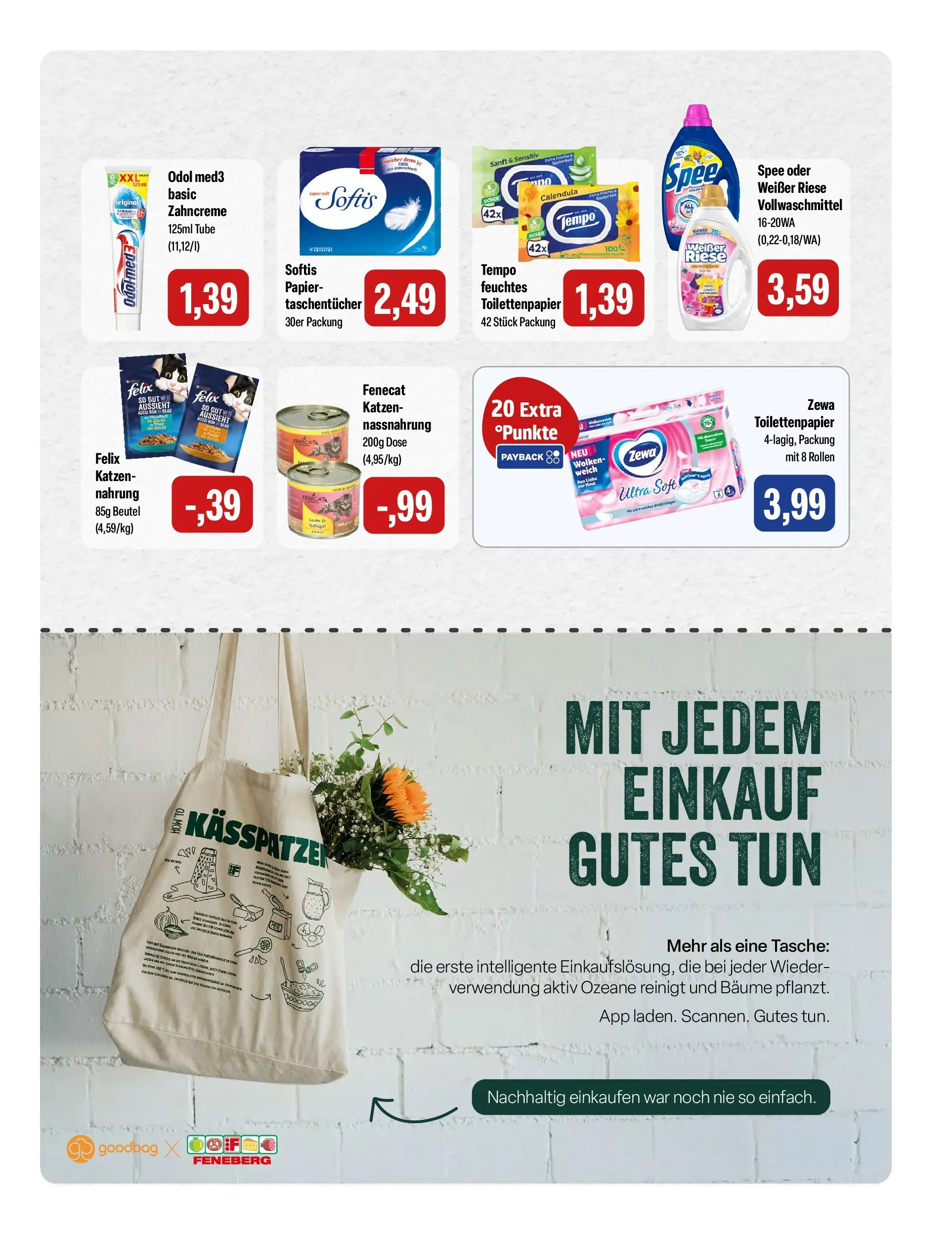 Feneberg Aktuelle Angebote (ab 15.04.2026) zum Blättern | Seite: 15 | Produkte: Tasche, Öl, Zewa, Spee