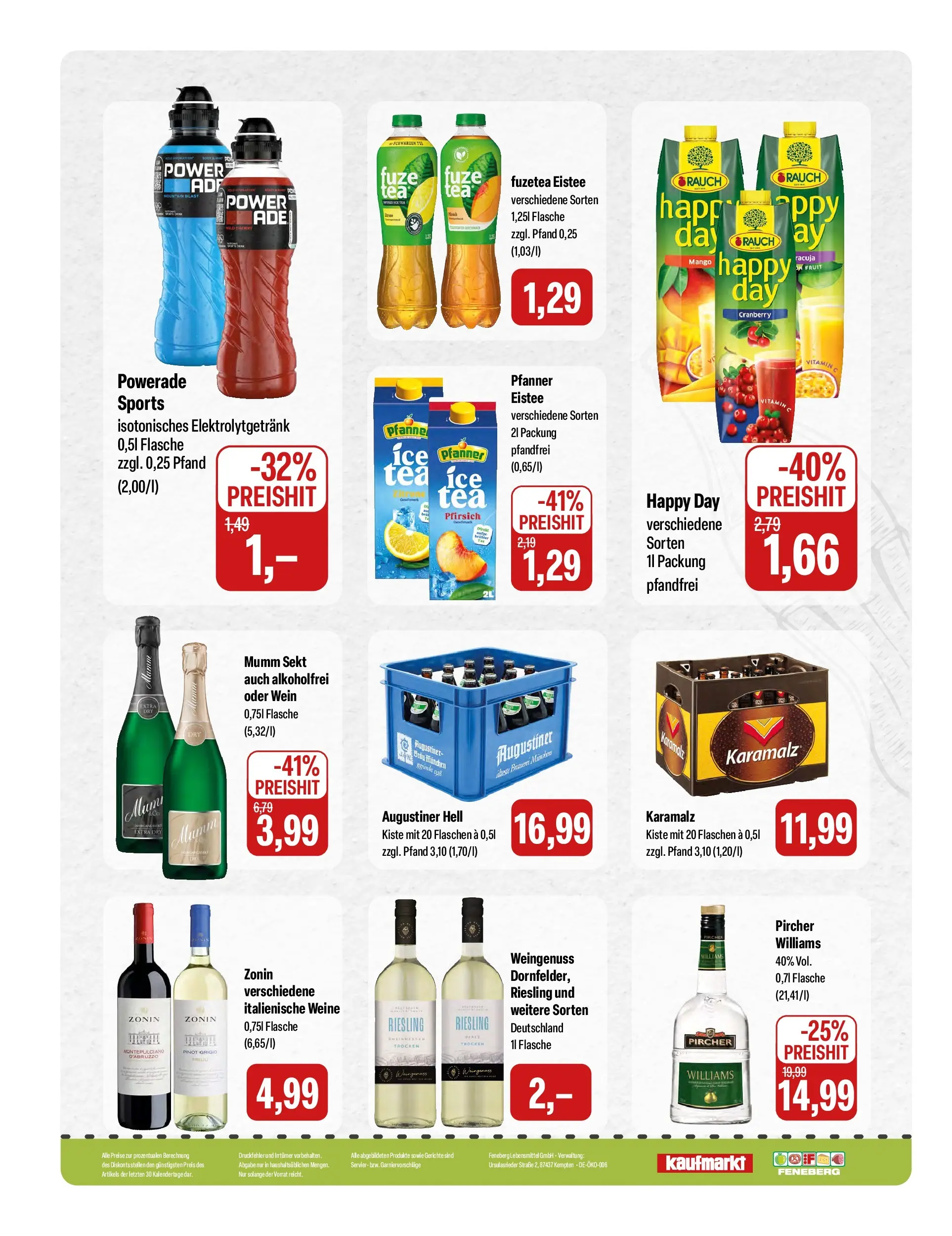 Feneberg Aktuelle Angebote (ab 15.04.2026) zum Blättern | Seite: 16 | Produkte: Mumm sekt, Sekt, Powerade, Pfirsich