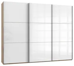 Schwebet&uuml;renschrank Level 36D ca. 300 cm Wei&szlig;/Eiche Dekor