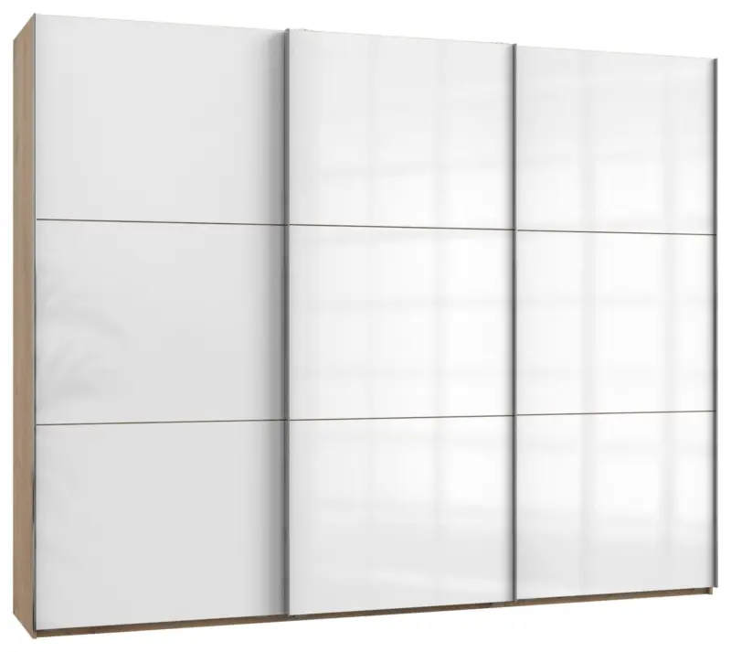 Schwebet&uuml;renschrank Level 36D ca. 300 cm Wei&szlig;/Eiche Dekor