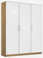 M&ouml;belix Dreht&uuml;renschrank Berlin Wei&szlig; Hochglanz, Eiche Artisan