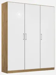 Dreht&uuml;renschrank Berlin Wei&szlig; Hochglanz, Eiche Artisan