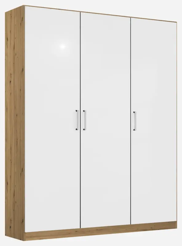 Dreht&uuml;renschrank Berlin Wei&szlig; Hochglanz, Eiche Artisan