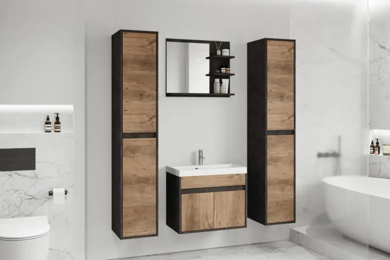 Badm&ouml;bel-Set 5-tlg. Cyprus ca. 120 cm Kastanienfarben