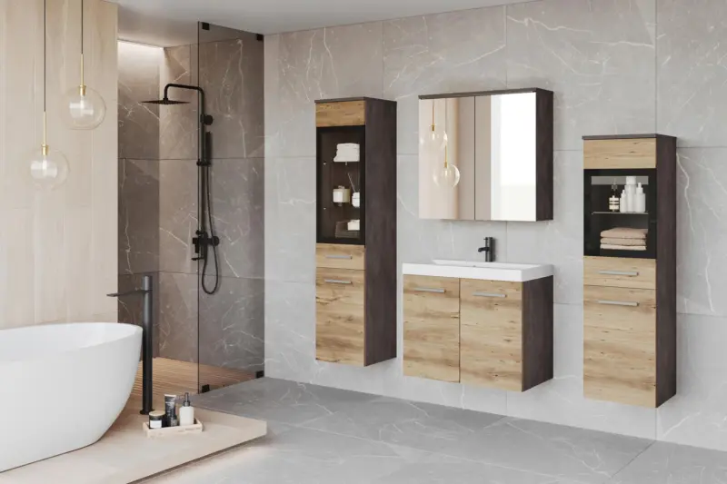 BADEZIMMER LED ca. 140 cm Kastanieeiche