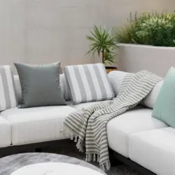 Outdoorsitzkissen Magda Grau/Wei&szlig; ca. 40x40 cm