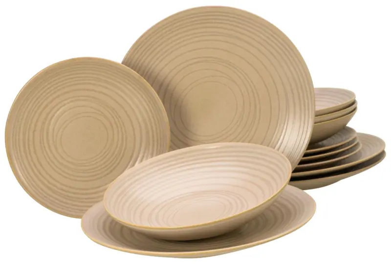Kombiservice Lava Stone Sandfarben, 12-teilig