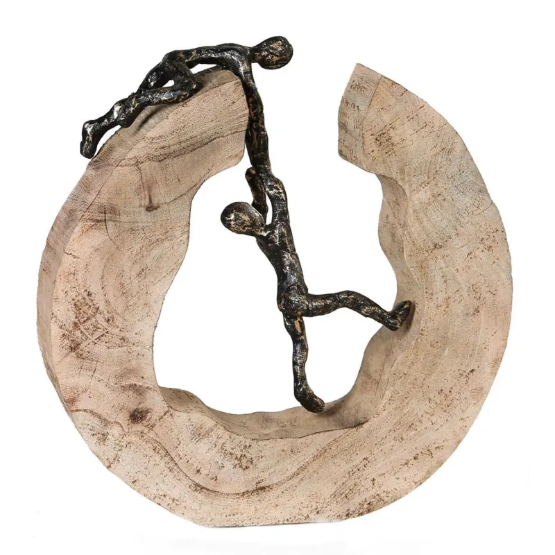 Skulptur Teamwork Hellbraun/Bronzefarben