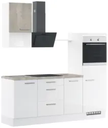 K&uuml;chenblock IBZ ohne Ger&auml;te ca. 215 cm Wei&szlig; Hochglanz