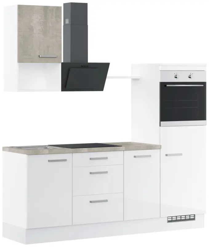 K&uuml;chenblock IBZ ohne Ger&auml;te ca. 215 cm Wei&szlig; Hochglanz