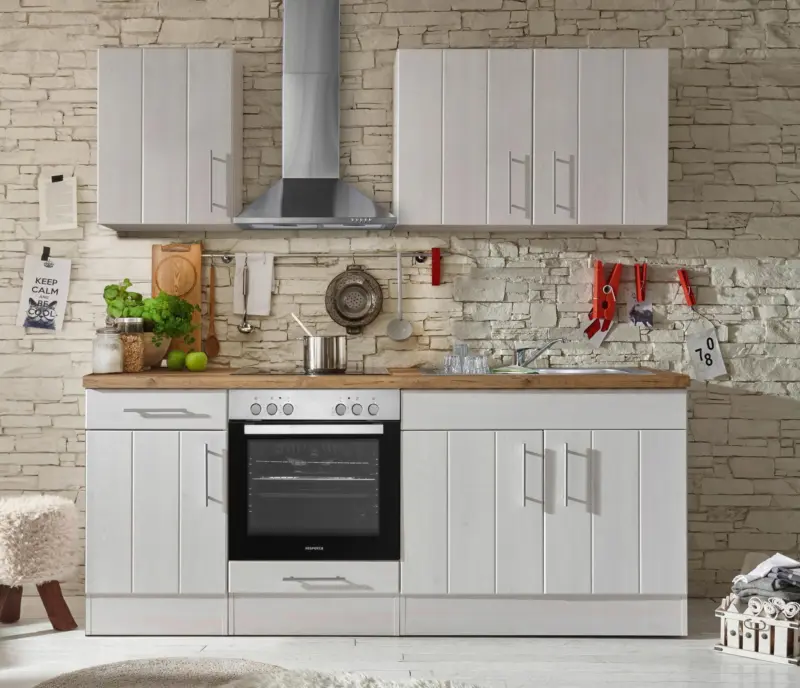 K&uuml;chenleerblock Anton ohne Ger&auml;te Wei&szlig;/Eiche