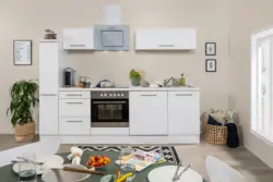 K&uuml;chenzeile Wei&szlig; Hochglanz mit Ger&auml;te B: ca. 250 cm