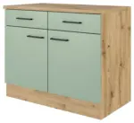 M&ouml;belix K&uuml;chenunterschrank Cara ca. 100x85x57 cm Gr&uuml;n/Eiche
