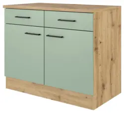 K&uuml;chenunterschrank Cara ca. 100x85x57 cm Gr&uuml;n/Eiche