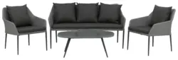 Loungegarnitur Spoga 4-tlg. Grau/Schwarz