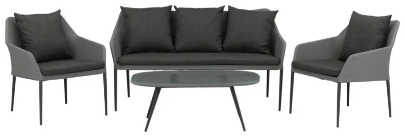 Loungegarnitur Spoga 4-tlg. Grau/Schwarz