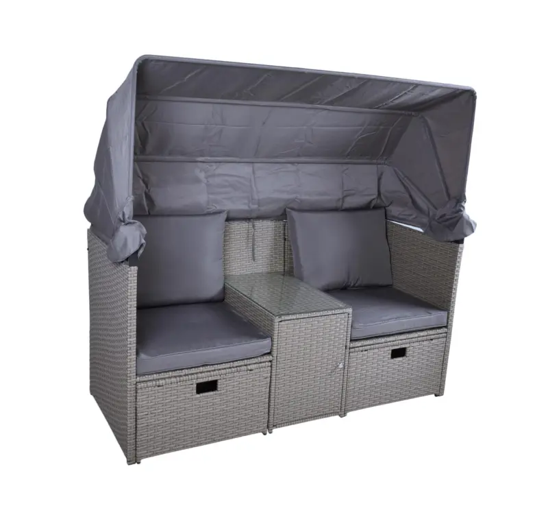 Loungegarnitur Saint-Tropez mit Dach Grau