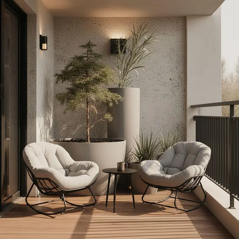 Balkonset Isabel Hellgrau Metall/Outdoorstoff