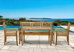 Gartentischgruppe 4-tlg. Naturfarben Akazienholz