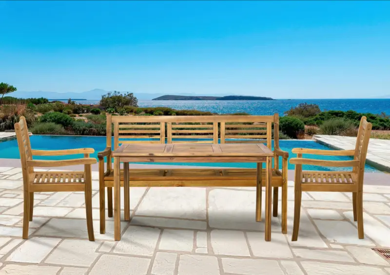 Gartentischgruppe 4-tlg. Naturfarben Akazienholz