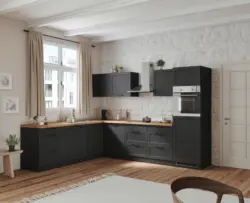 Eckk&uuml;che Meran mit Ger&auml;ten ca. 240x300 Grau/Eiche