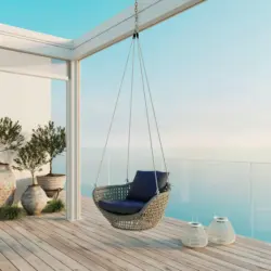 H&auml;ngesessel Elodie Blau Kunststoff/Outdoorstoff