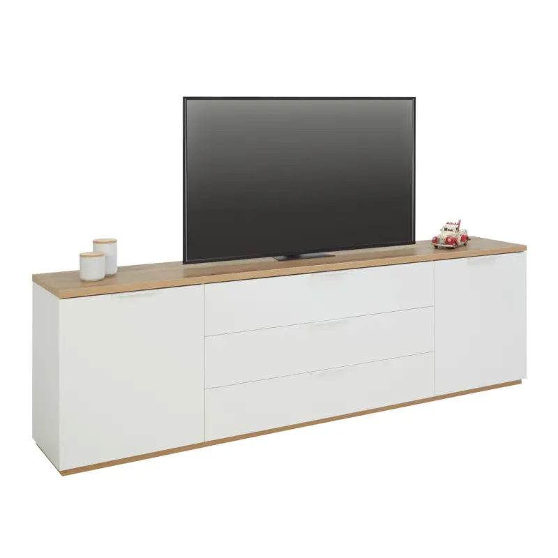 TV-Element Wide in Wei&szlig;/Eiche Artisan