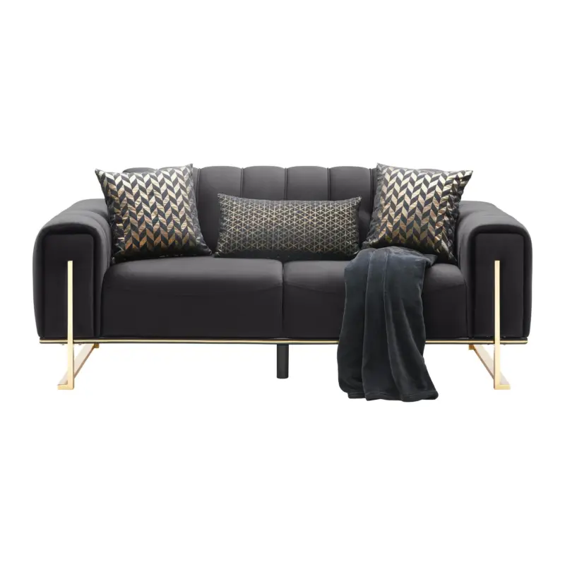 2-Sitzer-Sofa Aile in Schwarz/Goldfarben