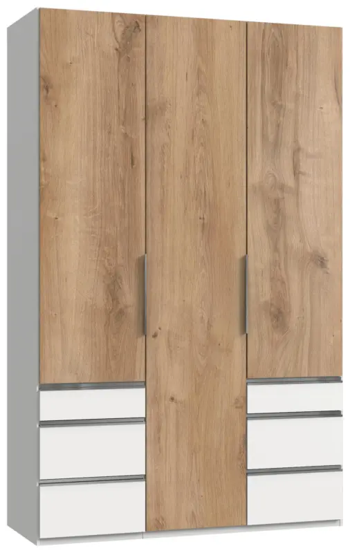 Dreht&uuml;renschrank mit Laden 150cm Level Wei&szlig;/Eiche Dekor