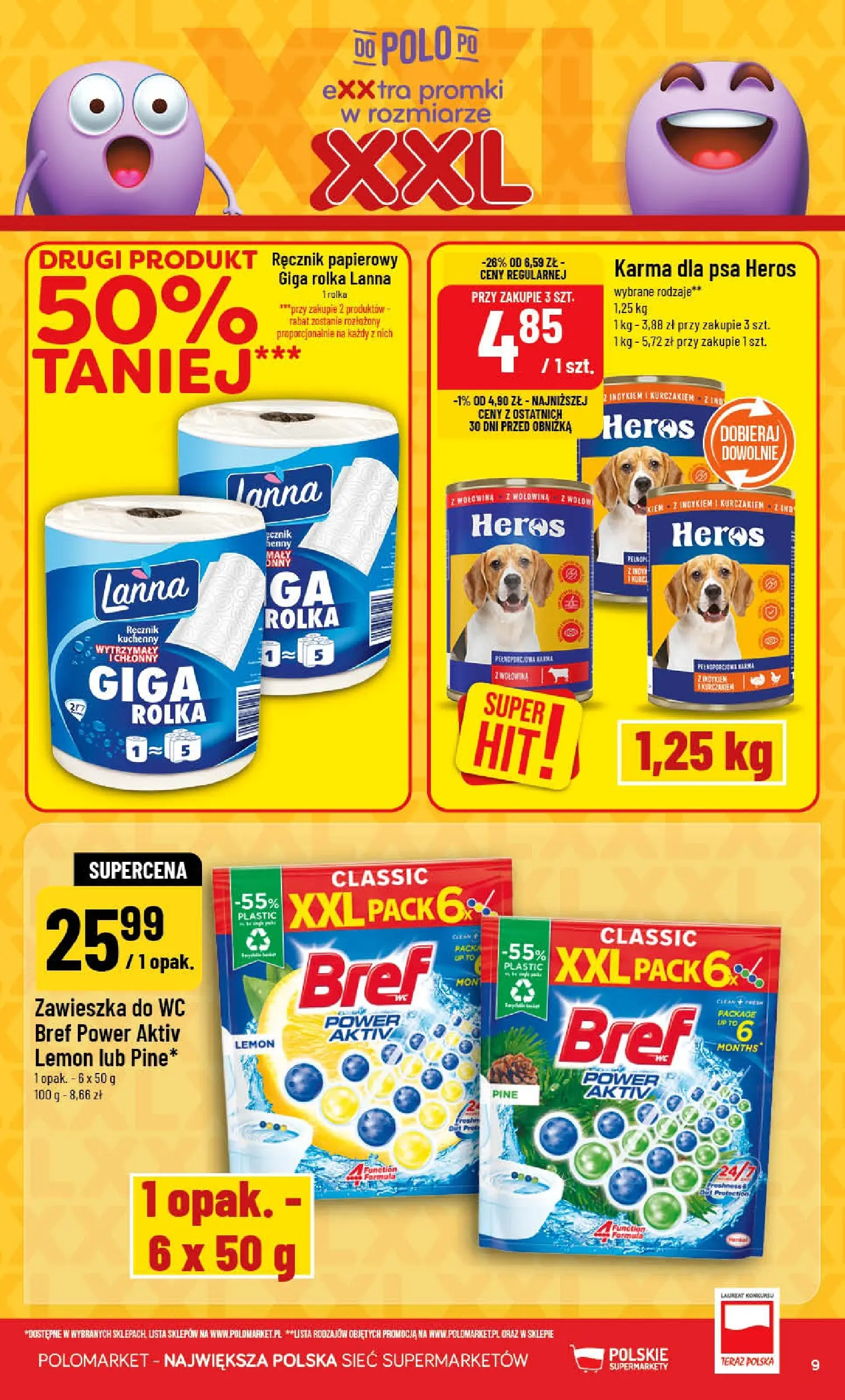 Nowa POLOmarket gazetka od jutra 08.04.2026 | Strona: 9 | Produkty: Karma dla psa, Wołowina, Ręcznik papierowy