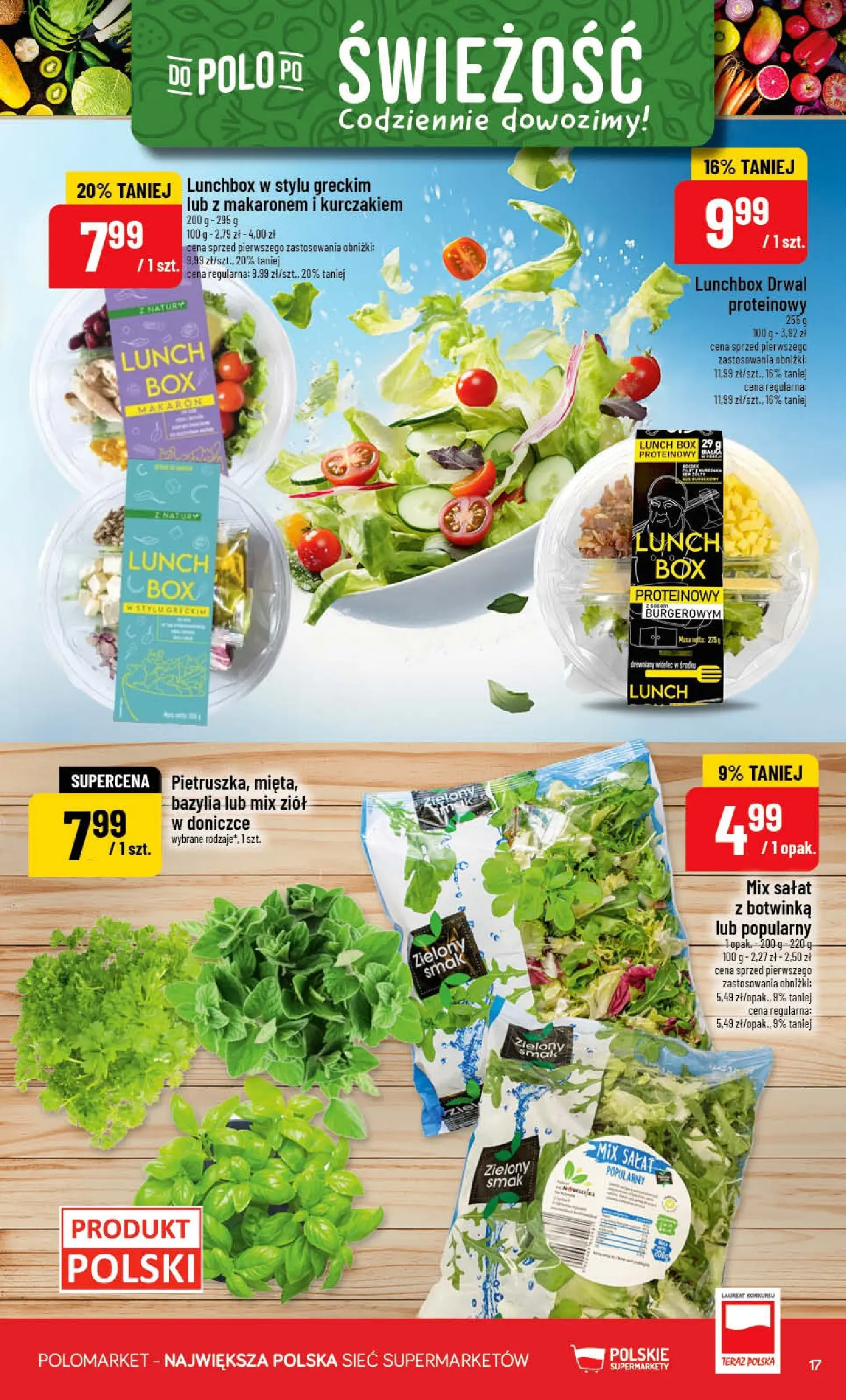 Nowa POLOmarket gazetka od jutra 08.04.2026 | Strona: 17 | Produkty: Bazylia, Botwinka, Mix sałat, Makaron