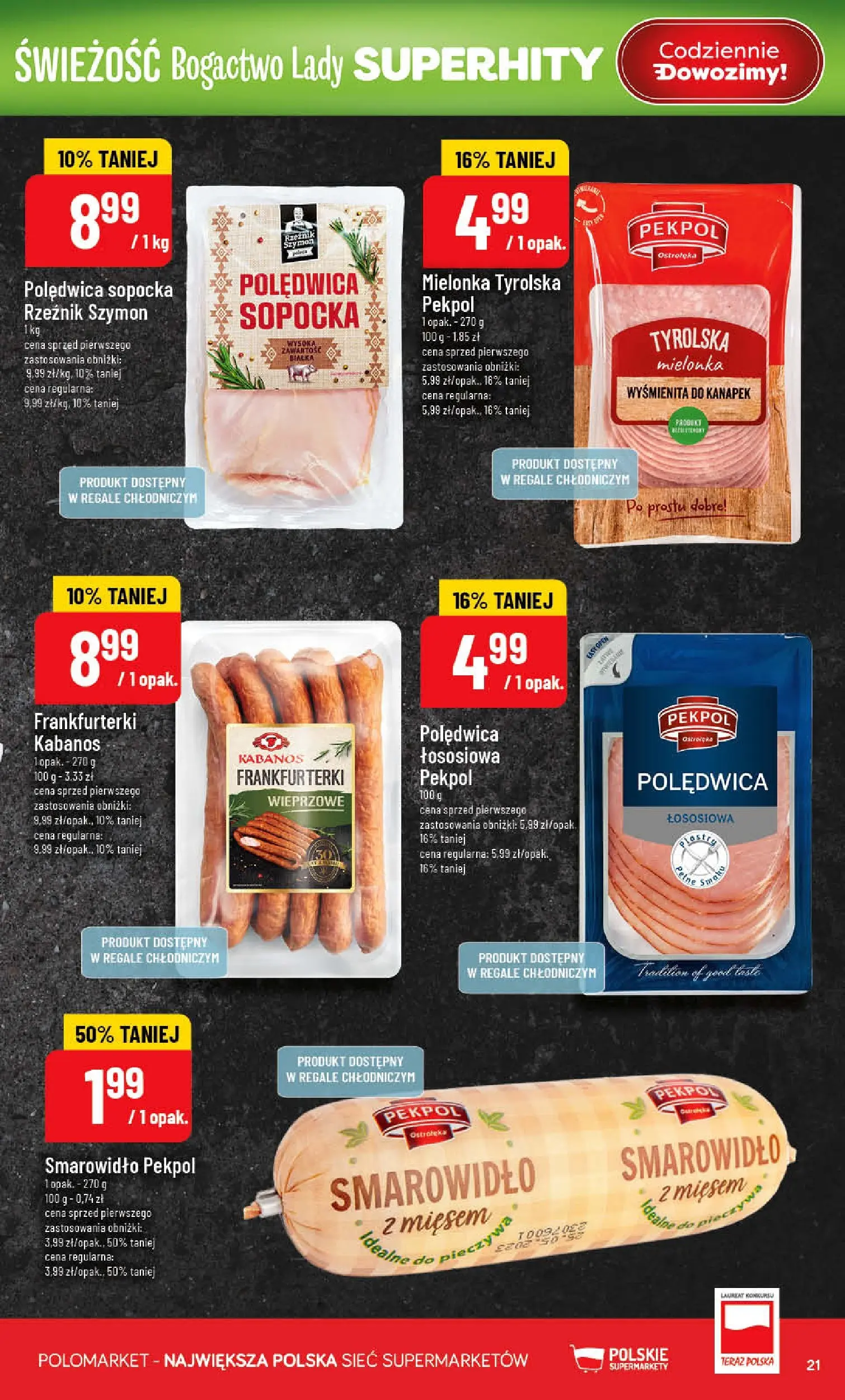 Nowa POLOmarket gazetka od jutra 08.04.2026 | Strona: 21 | Produkty: Pieczywo, Mielonka tyrolska, Frankfurterki