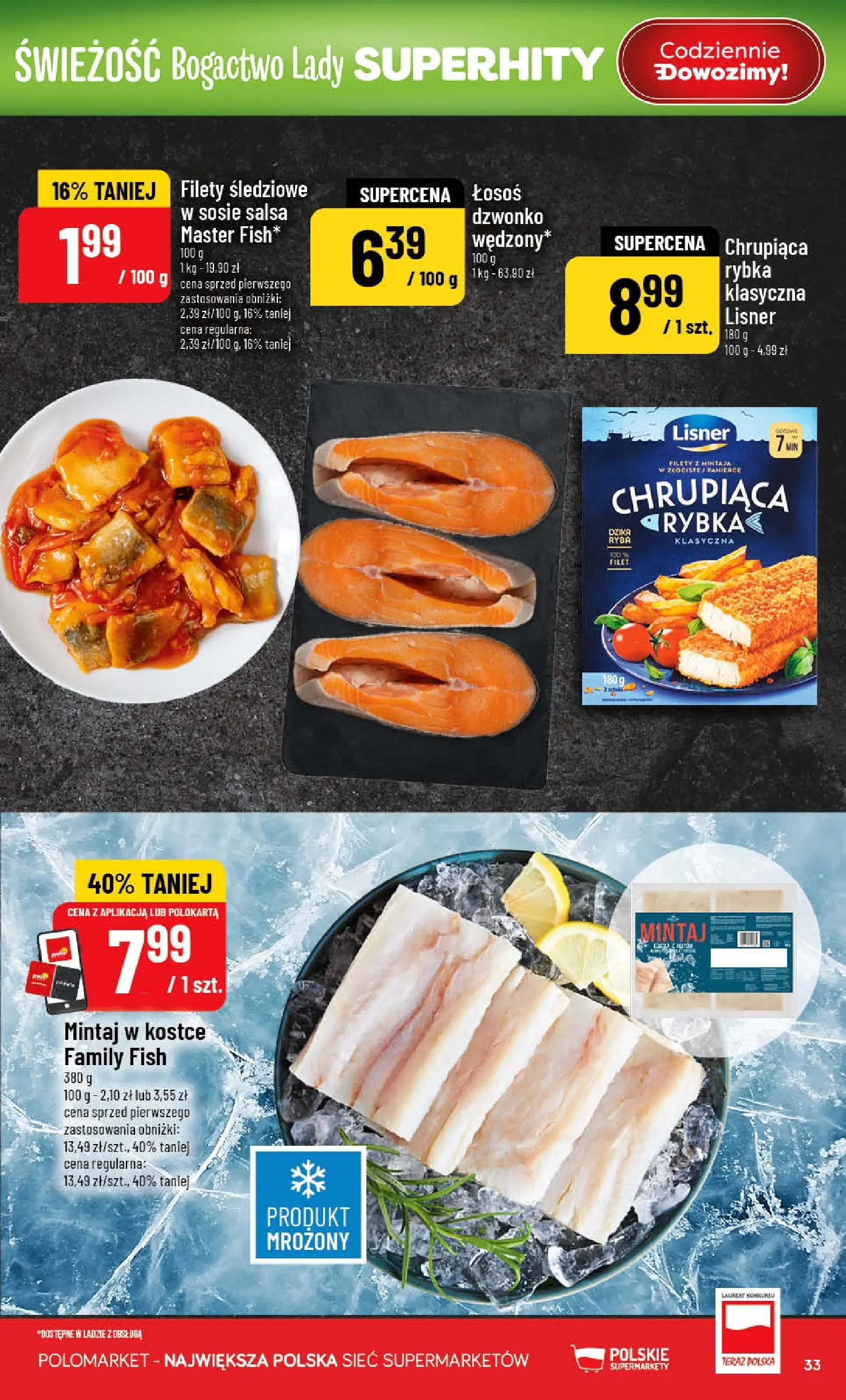 Nowa POLOmarket gazetka od jutra 08.04.2026 | Strona: 33 | Produkty: Mintaj, Łosoś