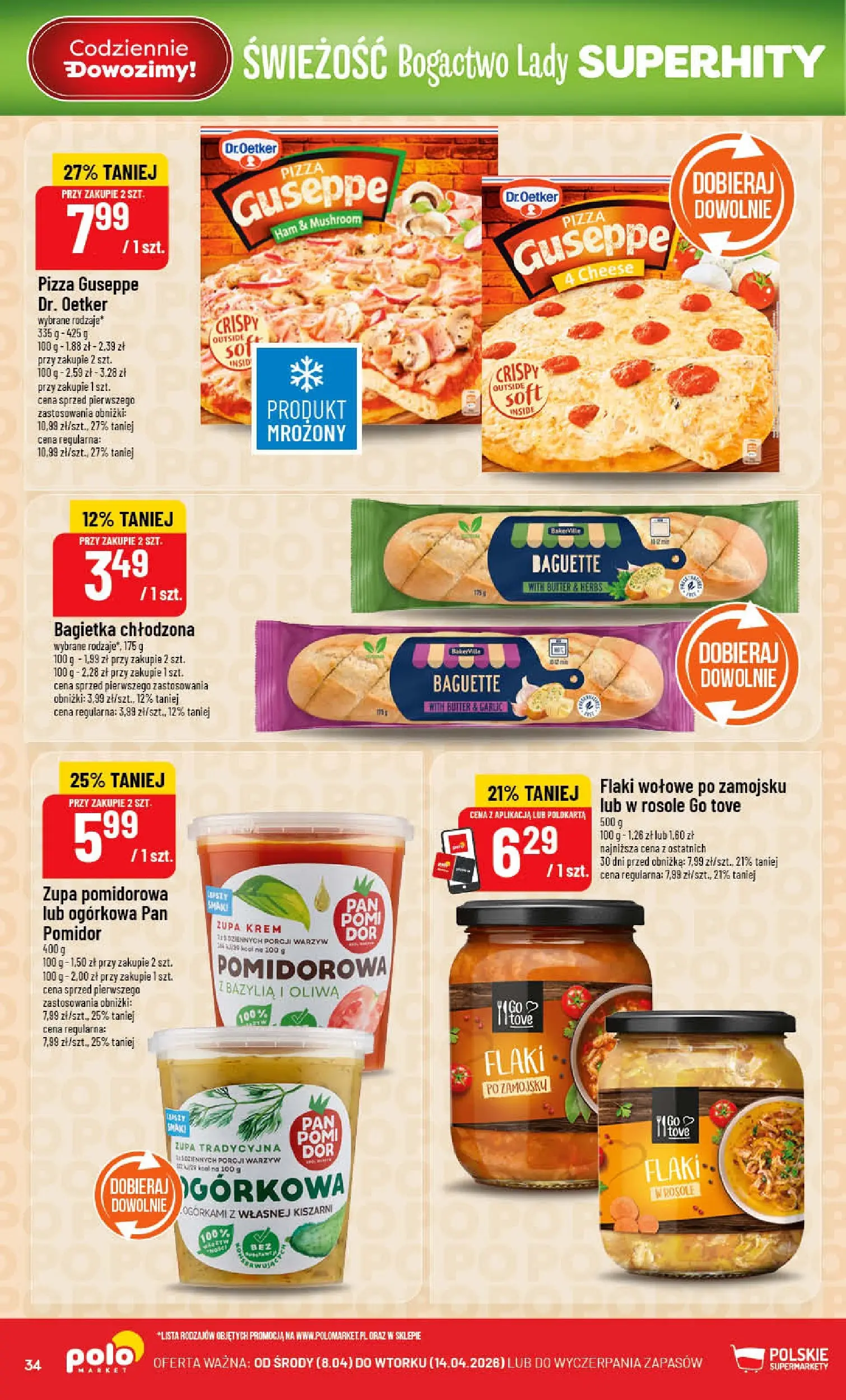 Nowa POLOmarket gazetka od jutra 08.04.2026 | Strona: 34 | Produkty: Flaki, Zupa, Flaki wołowe, Krem