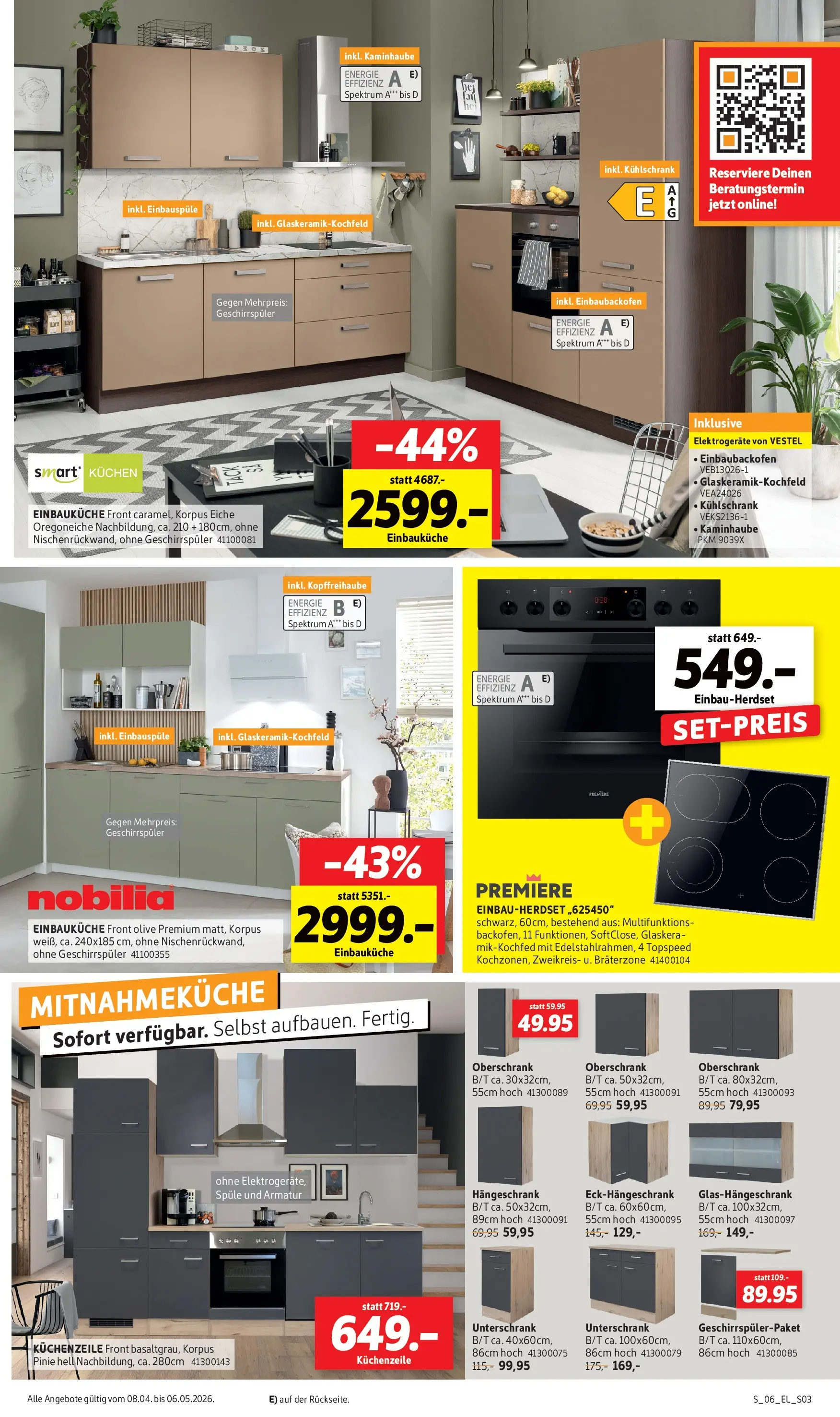 Sconto Küchenspezial Erfurt (ab 08.04.2026) zum Blättern | Seite: 3 | Produkte: Küchenzeile, Kühlschrank, Armatur, Kuchen