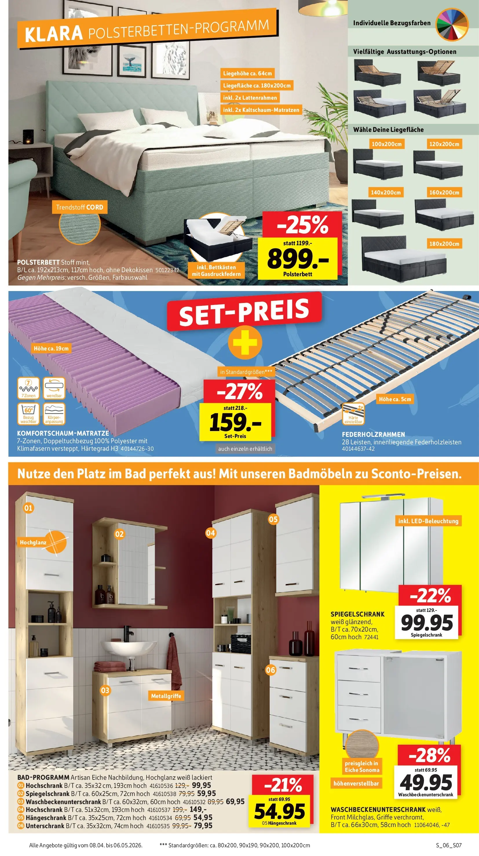 Sconto Prospekt Großpösna (ab 08.04.2026) zum Blättern | Seite: 7 | Produkte: Bad, Spiegelschrank, Unterschrank, Hochschrank