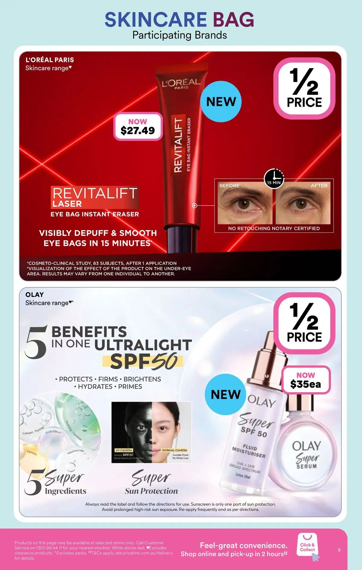 Priceline Pharmacy catalogue Armidale - 08/04/2026 > weekly / monthly specials | Page: 3 | Products: Moisturiser, Camera, Bag, Sun protection