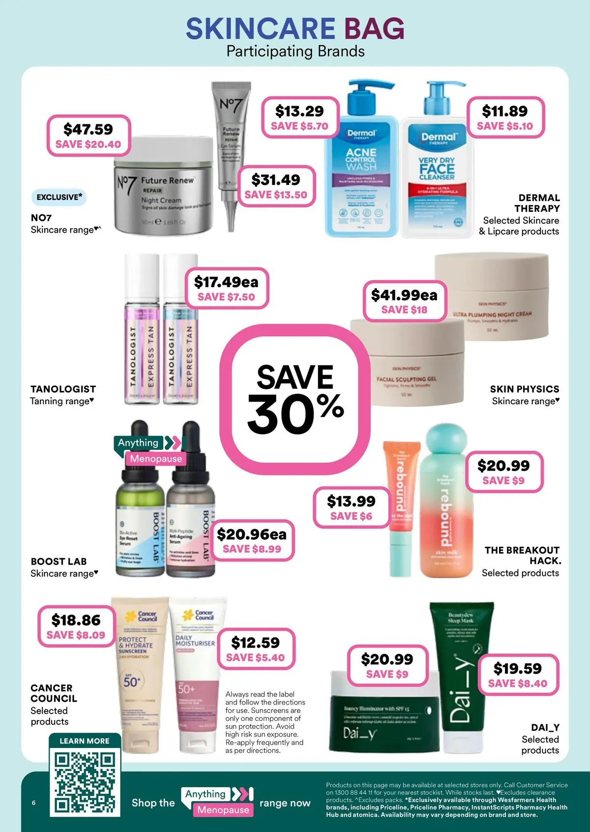 Priceline Pharmacy catalogue Armidale - 08/04/2026 > weekly / monthly specials | Page: 6 | Products: Mask, Sunscreen, Moisturiser, Cream