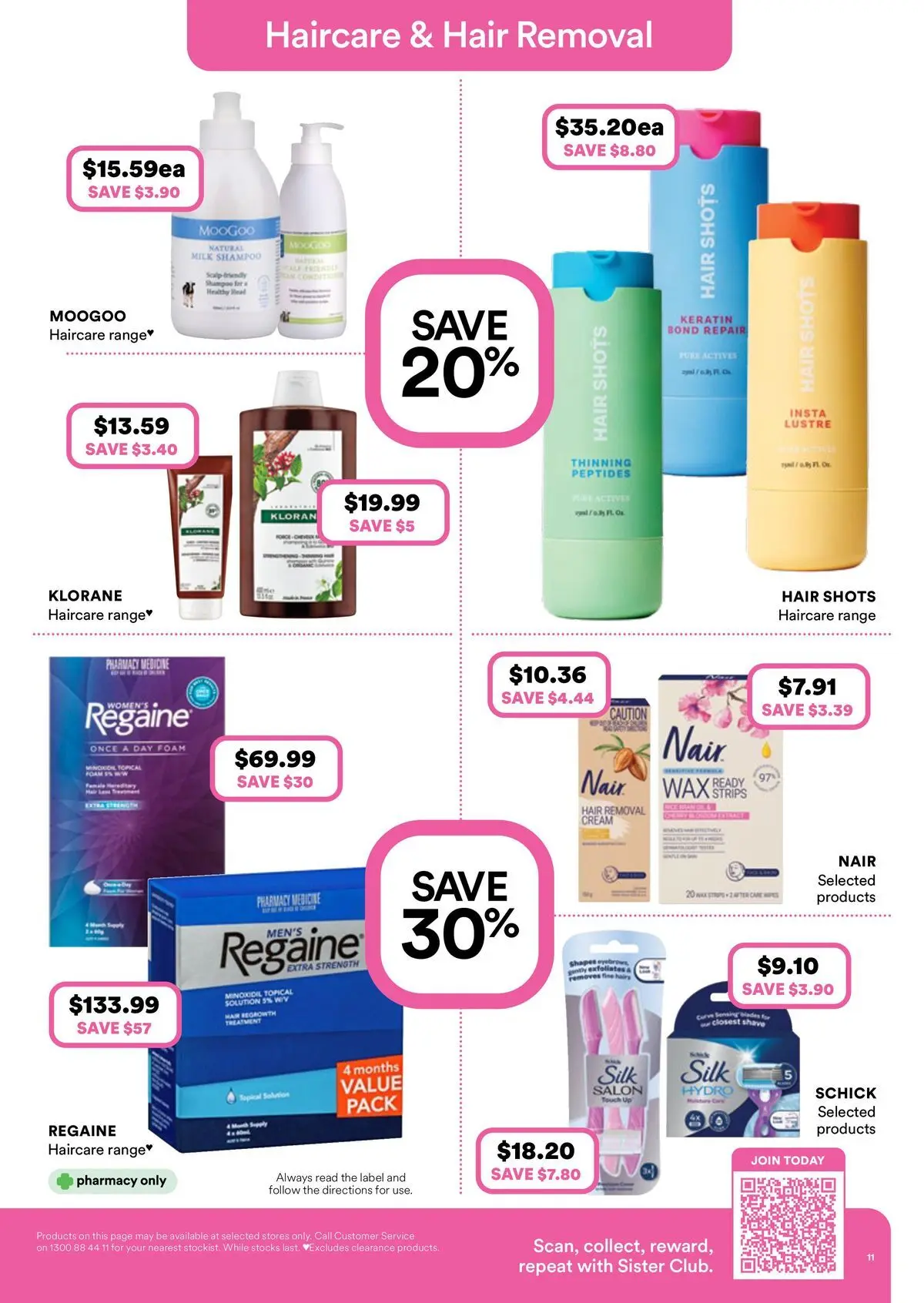 Priceline Pharmacy catalogue Armidale - 08/04/2026 > weekly / monthly specials | Page: 11 | Products: Milk, Shampoo, Cream, Hair removal