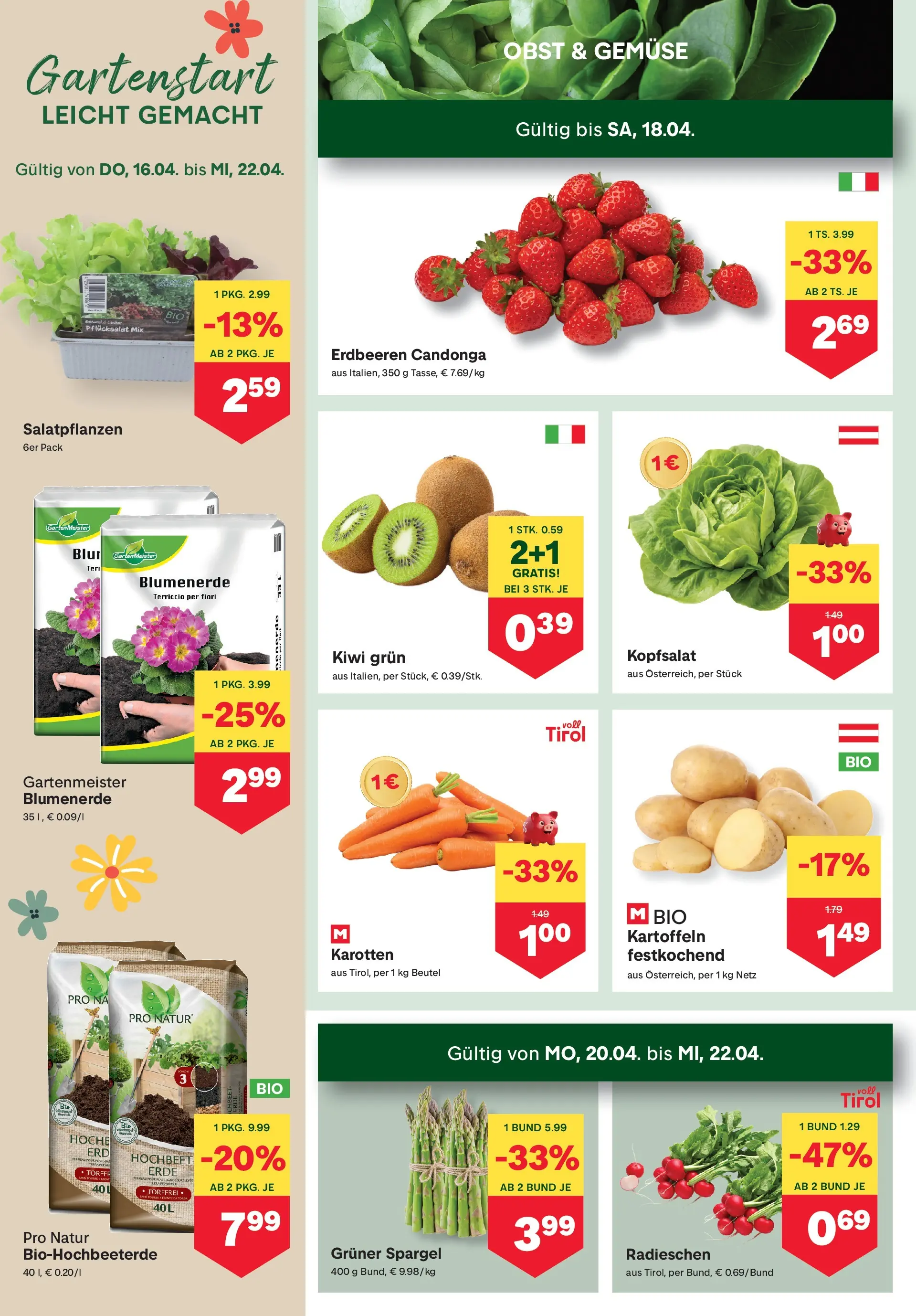 MPREIS Steyr von 15.04.2026 - Aktuelle Angebote | Seite: 2 | Produkte: Erdbeeren, Kiwi, Kartoffeln, Obst