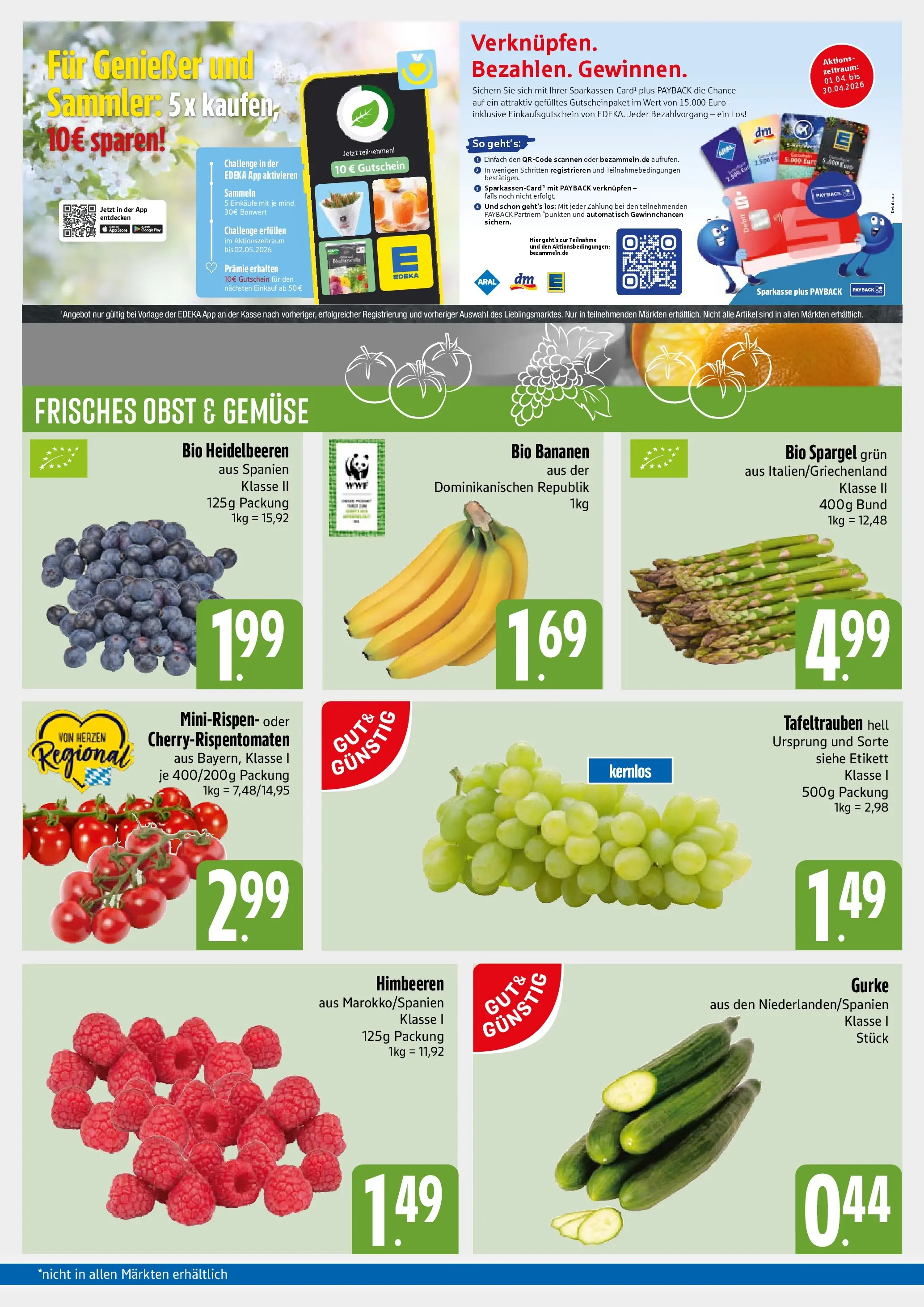 Angebote - E xpress: Wochenangebote (ab 12.04.2026) zum Blättern | Seite: 3 | Produkte: Himbeeren, Bananen, Heidelbeeren, Gemüse