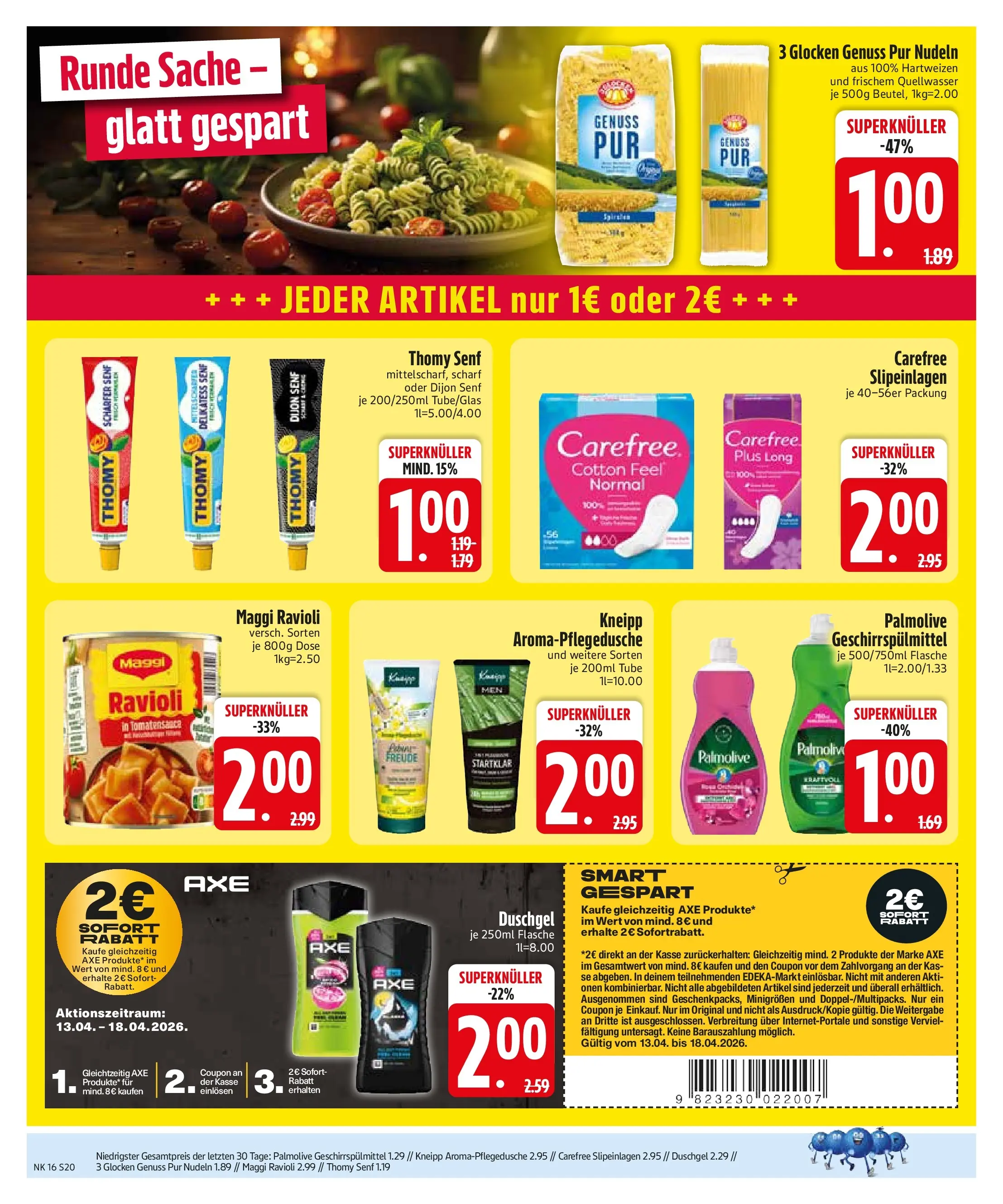Edeka prospekt München	 (ab 13.04.2026) » Angebote Online | Seite: 22 | Produkte: Duschgel, Geschirrspülmittel, Axe, Shower Gel