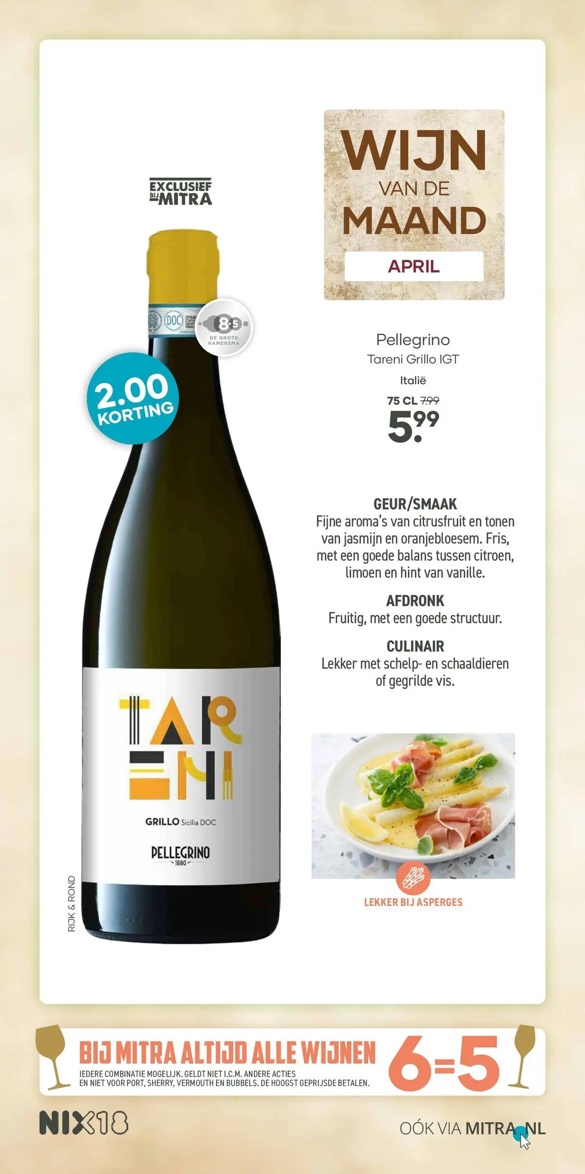 Mitra folder vanaf 08-04-2026 || NIEUWE | Pagina: 16 | Producten: Limoen, Asperges, Wijn
