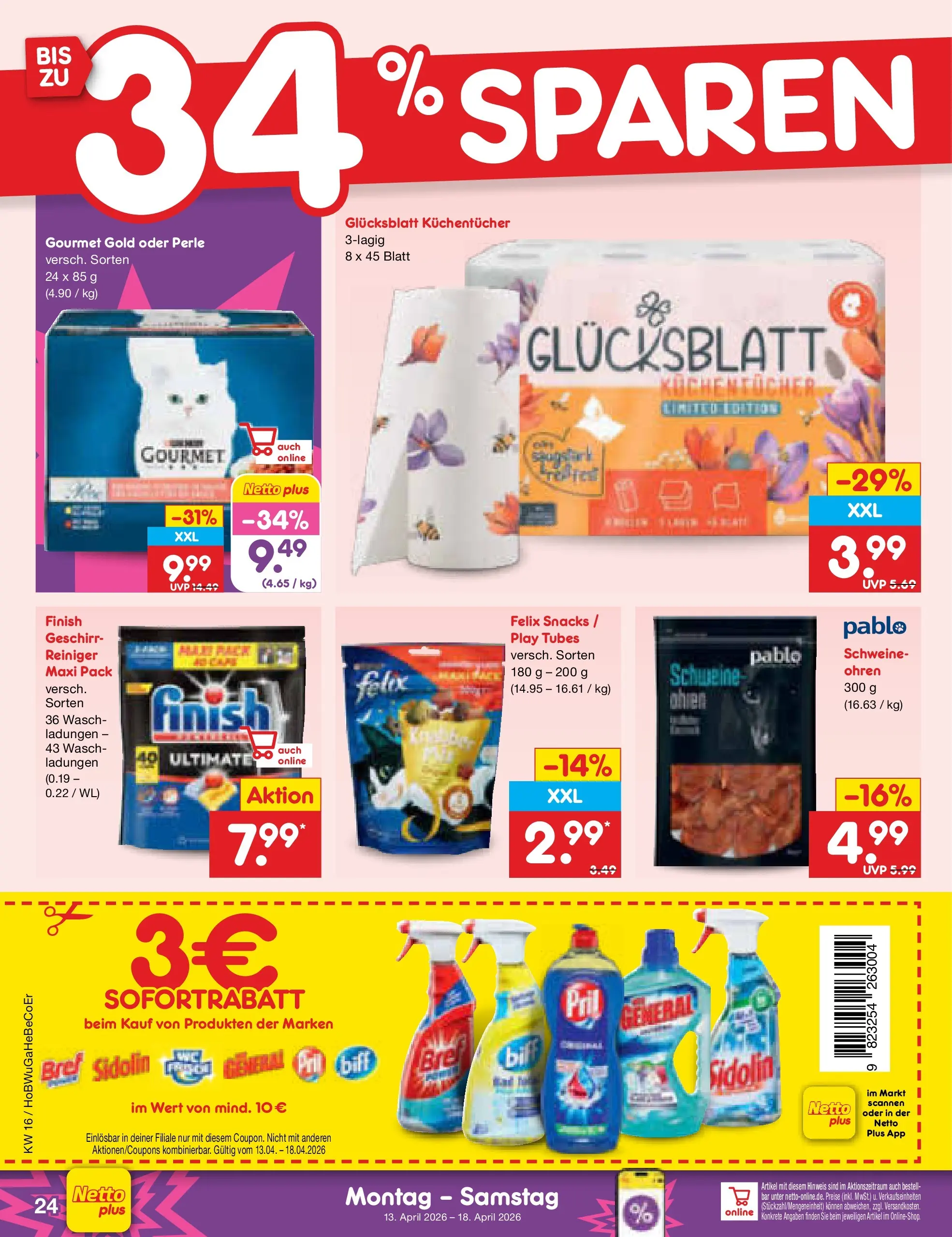 Netto Marken-Discount Prospekt Nordhausen	 (ab 13.04.2026) » Angebote | Seite: 36 | Produkte: Finish, Pril
