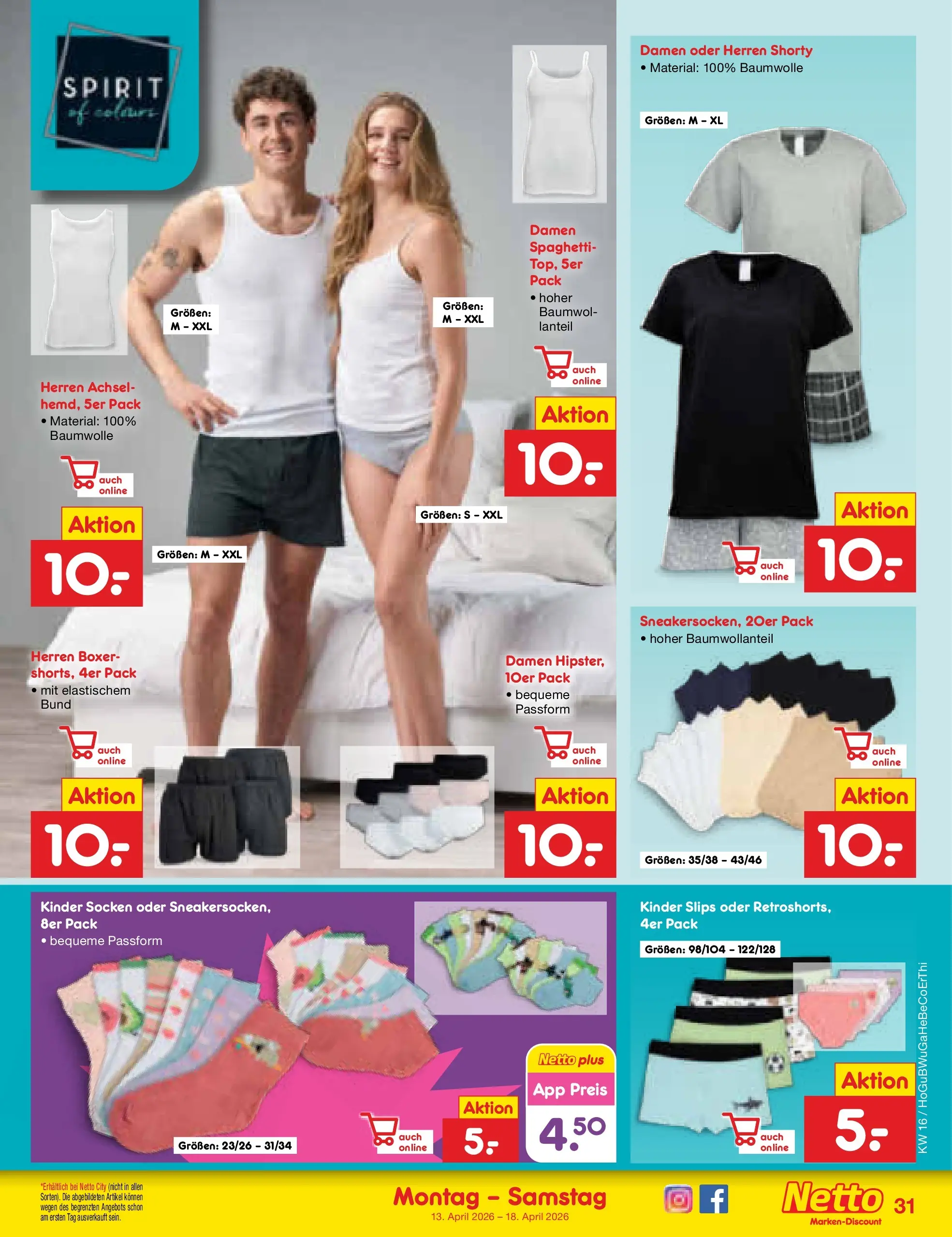 Netto Marken-Discount Prospekt Nordhausen	 (ab 13.04.2026) » Angebote | Seite: 53 | Produkte: Socken, Boxer