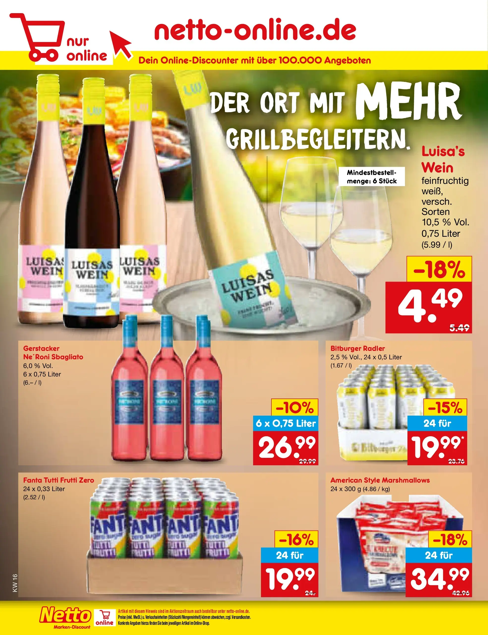 Netto Marken-Discount Prospekt Nordhausen	 (ab 13.04.2026) » Angebote | Seite: 24 | Produkte: Bitburger, Fanta, Radler, Wein